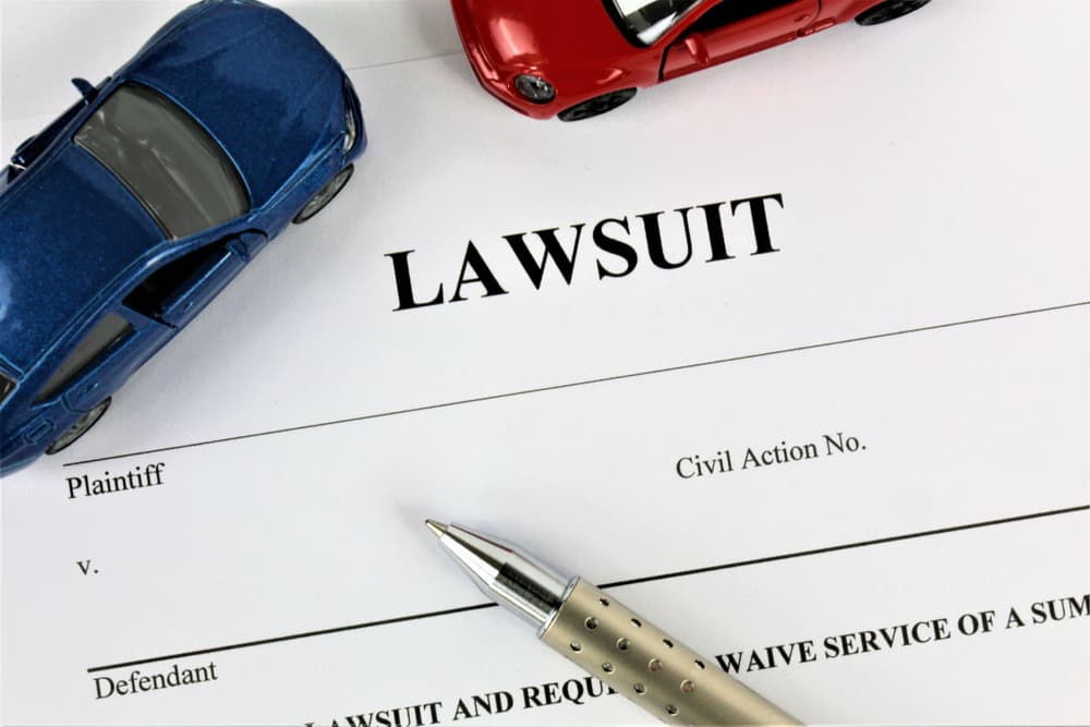 A conceptual image of a car accident  lawsuit.